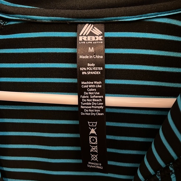 Striped half zip top - black and blue striped - medium - Picture 4 of 5